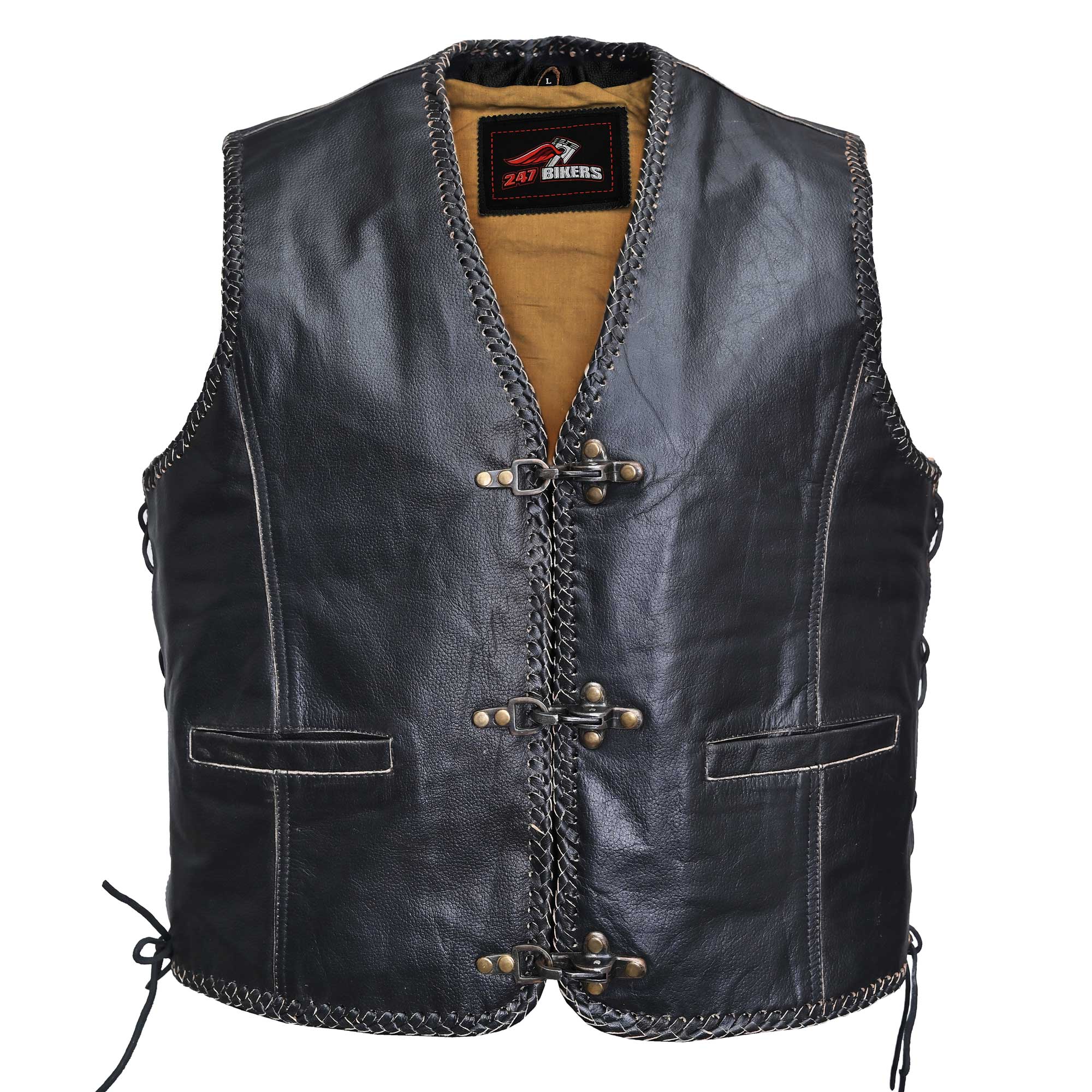 Men's Brown Motorcycle Leather Vest