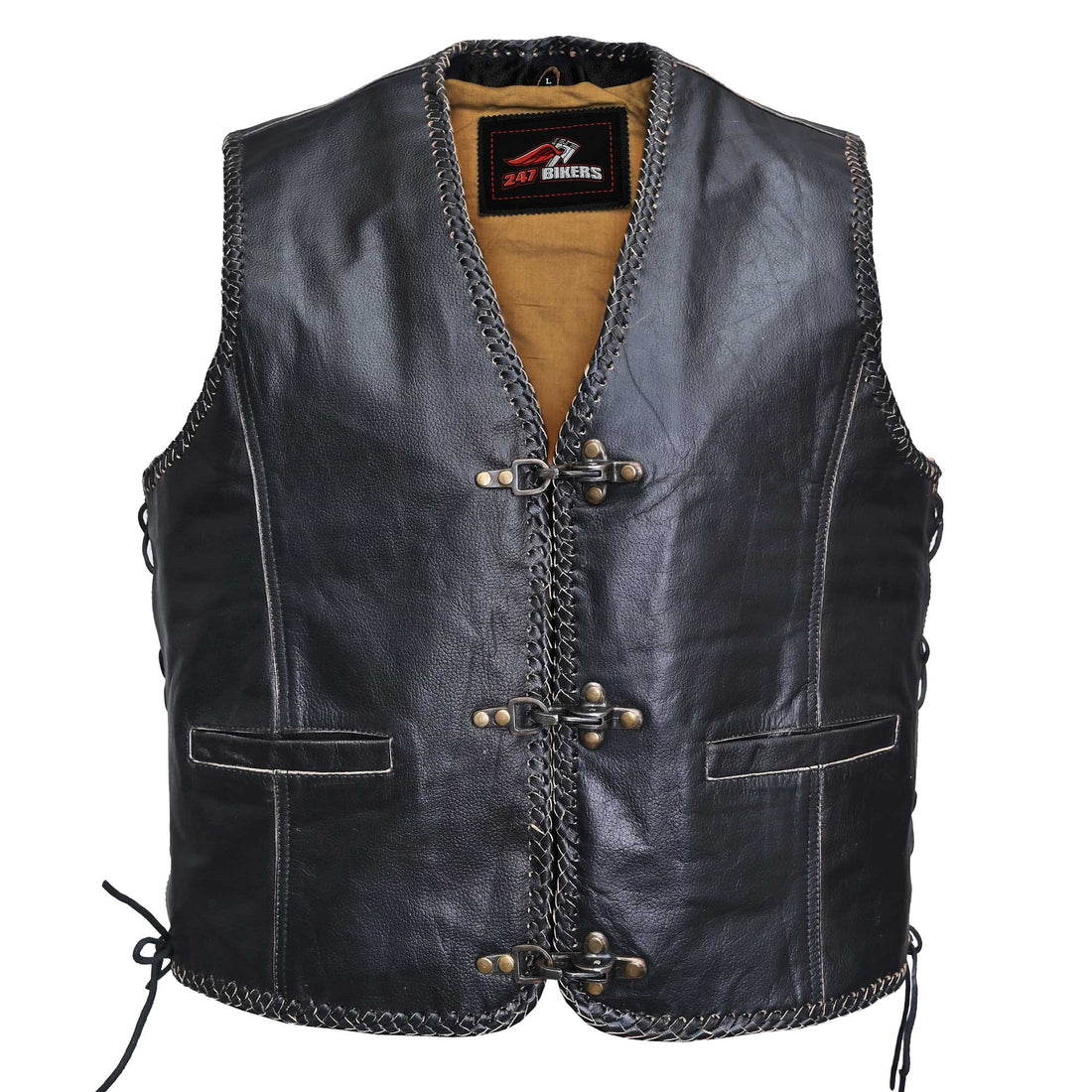 Men's Brown Motorcycle Leather Vest