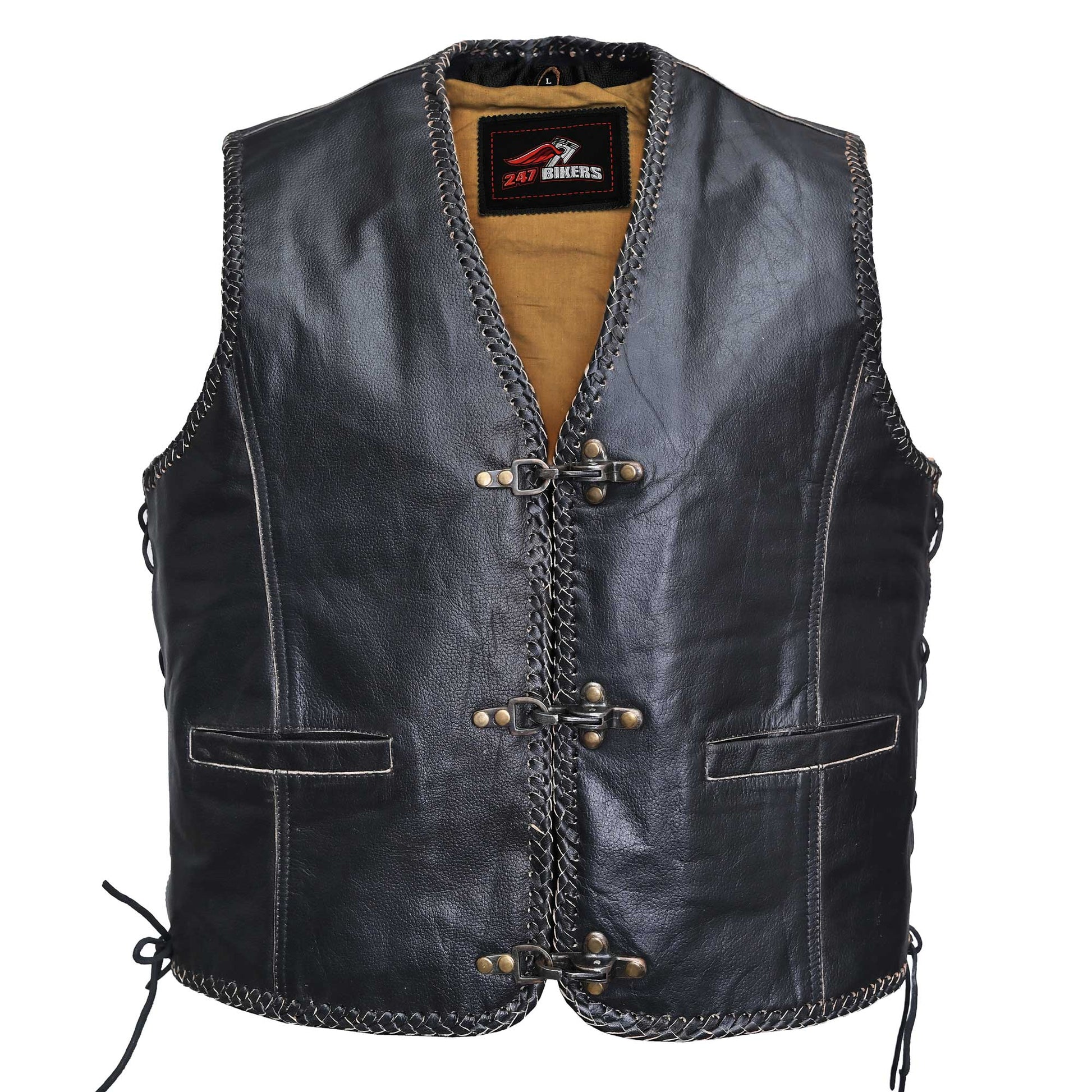 Men's Brown Motorcycle Leather Vest