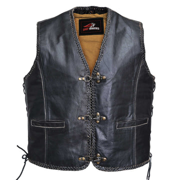 Men's Brown Motorcycle Leather Vest