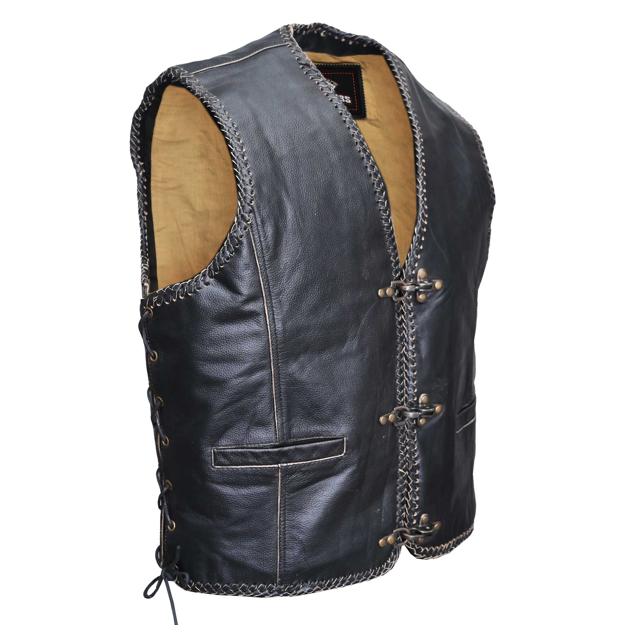 Brown Leather Vest with side laces
