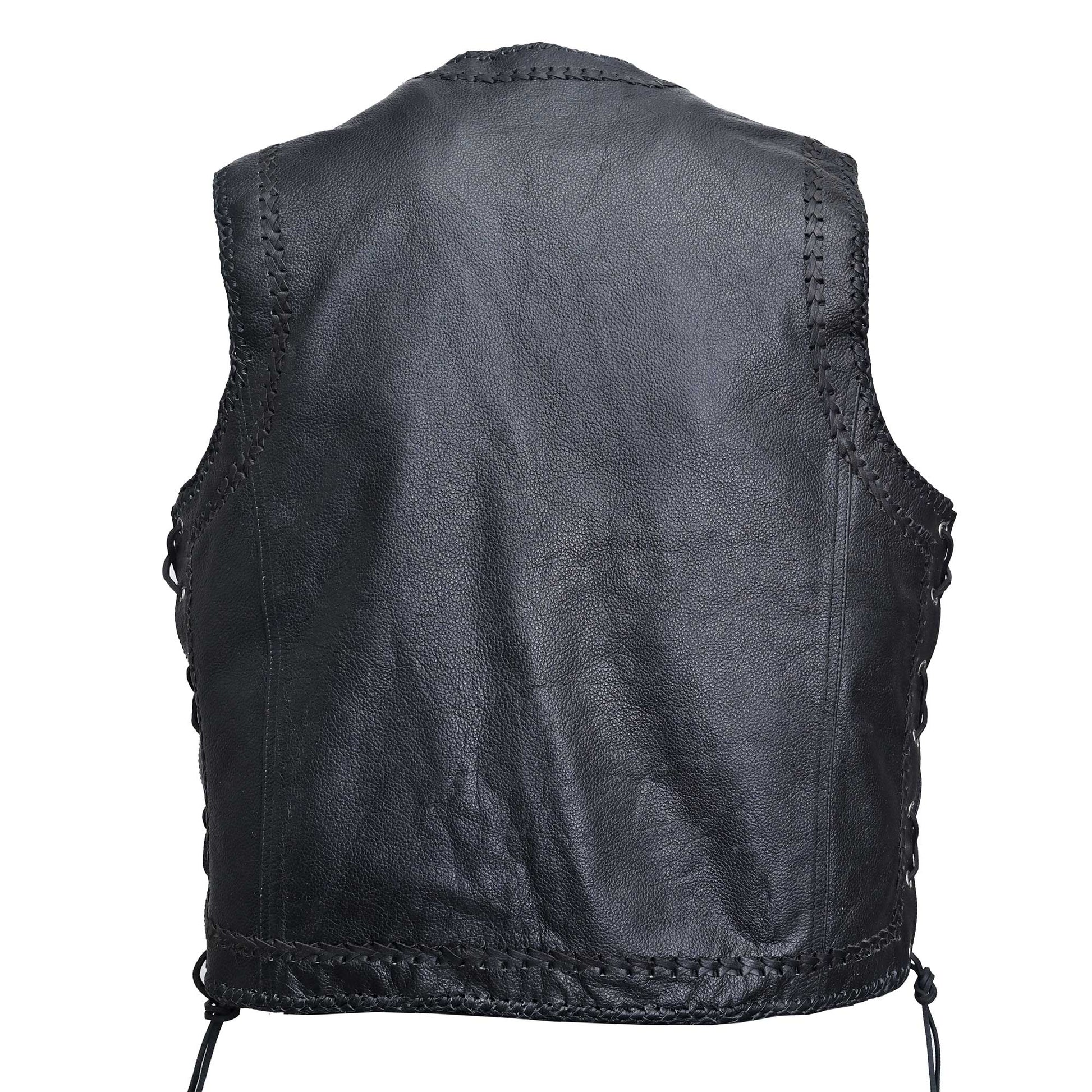 Brown Leather Vest Back Image