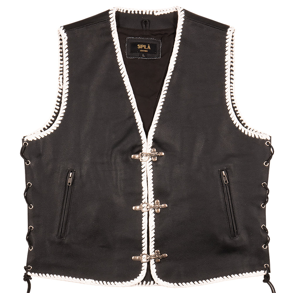 Demon 11 (Black/White) - Leather Vest
