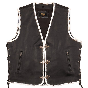 Demon 11 (Black/White) - Leather Vest