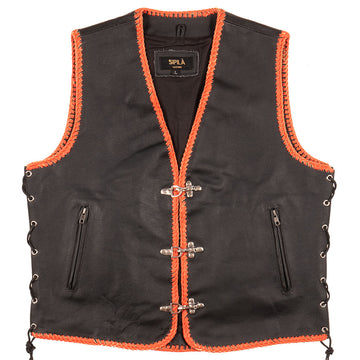 Demon 11 (Black/Orange) - Leather Vest