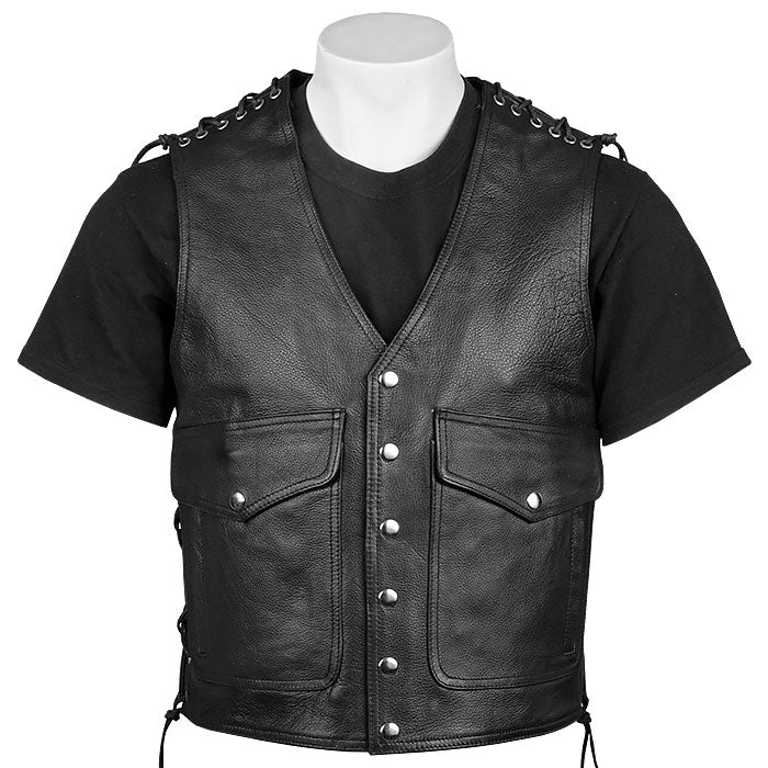 Bullet 1 – Black Premium Leather Vest