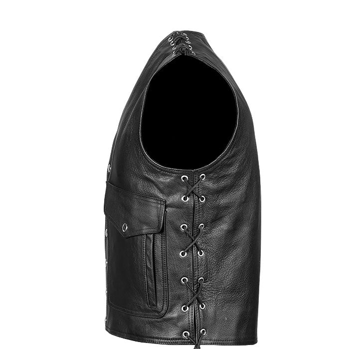 Bullet 1 – Black Premium Leather Vest